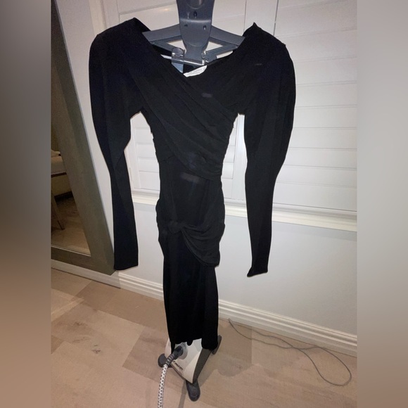 NWT Zara M DRESS BLACK draped knotted COLLECTION 08 W/F 2020 - Picture 7 of 9